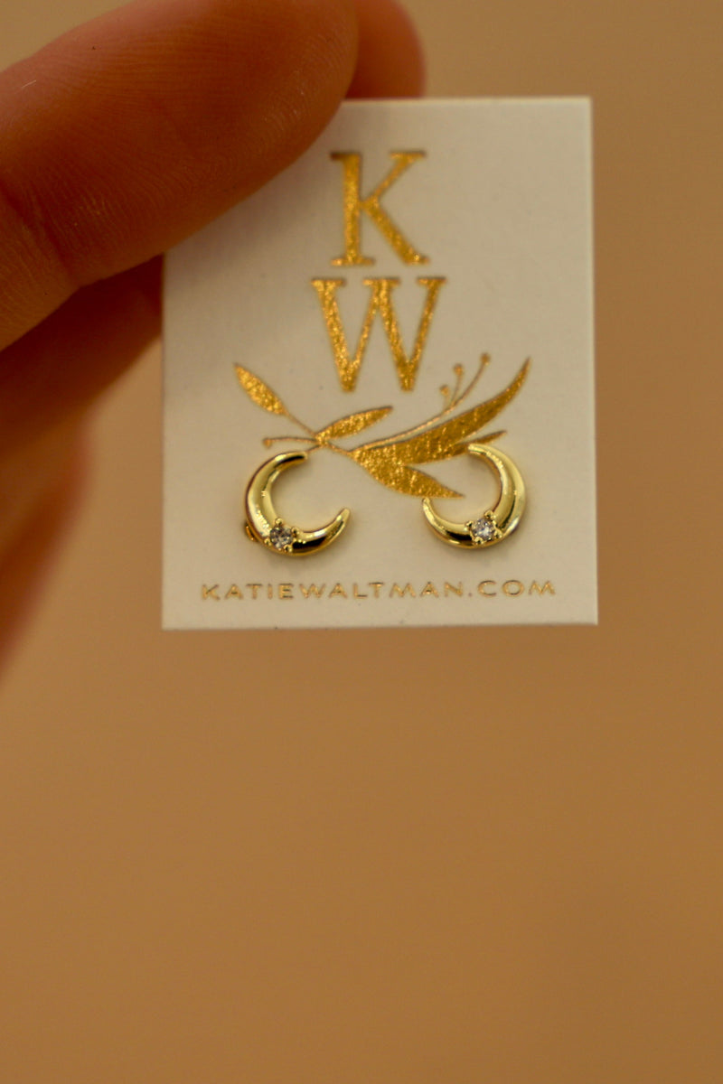 CRESCENT MOON CZ STUDS