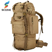 70L Large Backpack Outdoor Sports Bag 3P Tactical Bags for Hiking Camping Climbing Waterproof Wear-Resisting Nylon Bag