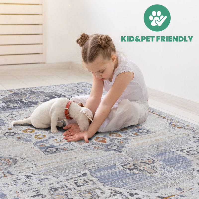 Payas - 8' X 10' Medallion Area Rug - Cream / Gold