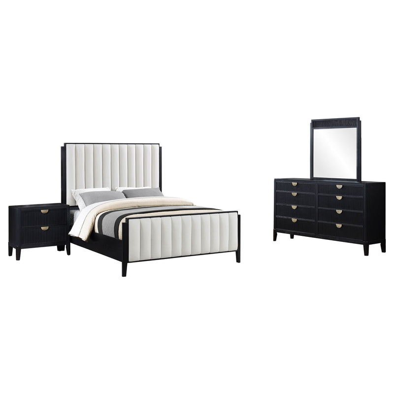 Brookmead 4-piece Upholstered Eastern King Bedroom Set Black