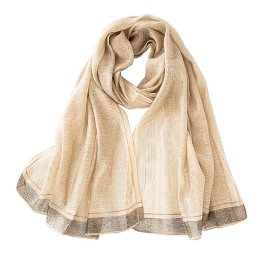 stylesilove Women Shimmering Striped Scarf Silk-like Scarves Ultra Lightweight Soft Shawl Neck Wraps