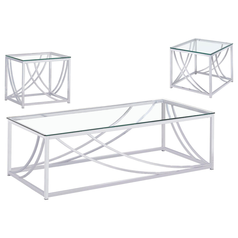 Lille 3-piece Glass Top Coffee And End Table Set Chrome