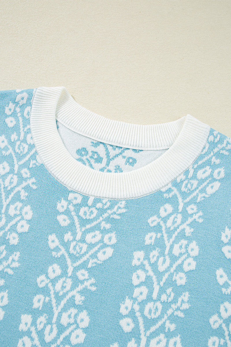 Leilani Floral Crewneck Short Sleeve Sweater