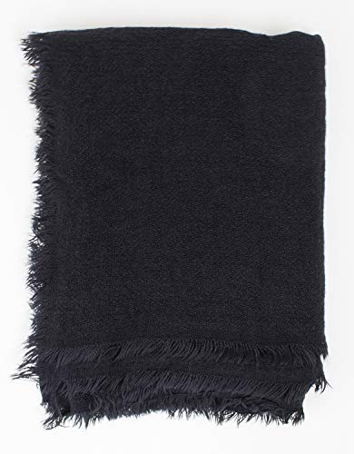 stylesilove Women Solid Color Frayed Edges Cashmere Blend Blanket Scarf Autumn Winter Soft Woven Wrap Shawl