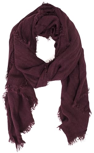stylesilove Women Solid Color Frayed Edges Cashmere Blend Blanket Scarf Autumn Winter Soft Woven Wrap Shawl
