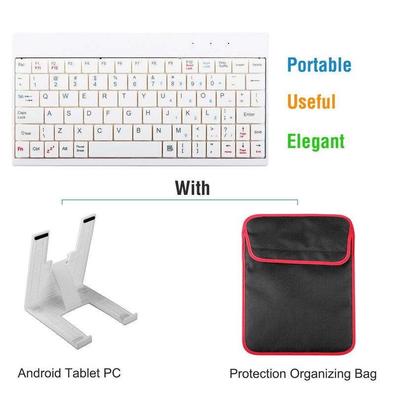 80 Keys Wired Keyboard Mini USB Connector Keyboard Portable Durable Keyboard w/ Carry Bag Tablet Stand for Android Window Tablet