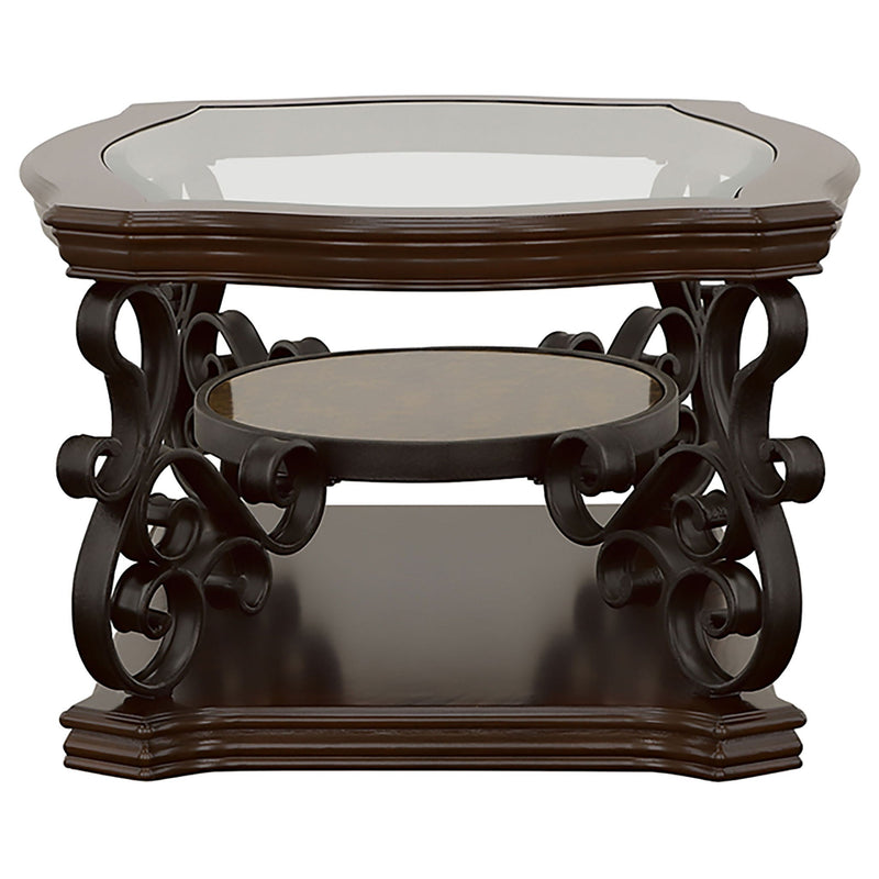 Laney 1-shelf Glass Top Rectangular Coffee Table Deep Merlot
