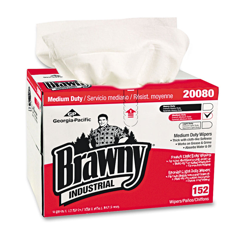 Brawny Premium DRC Wipers, Paper, 12.5 x 16.75, White, 152/Box