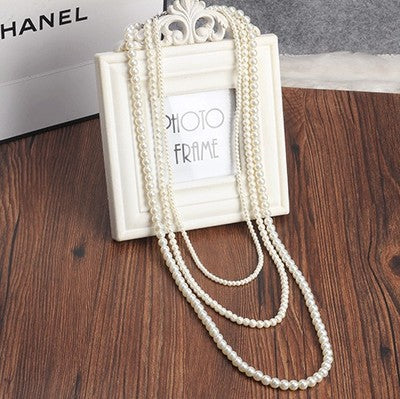 Multi-layer Pearl Women's Necklace Long Sweater Chain Accessories