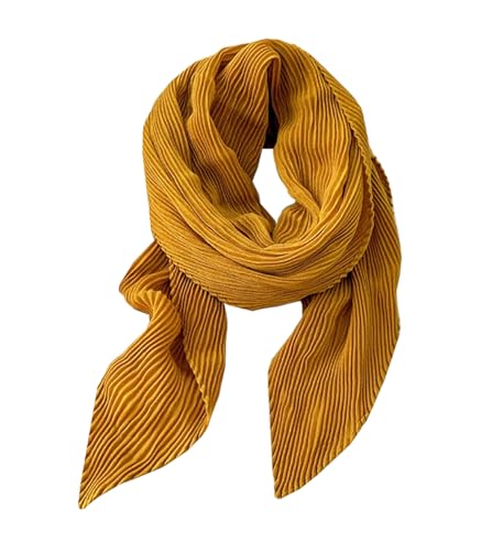 stylesilove Women Crinkle Pleated Square Scarf Solid Color Neckerchief Soft Bandana Small Shawl Neck Wraps for All Season