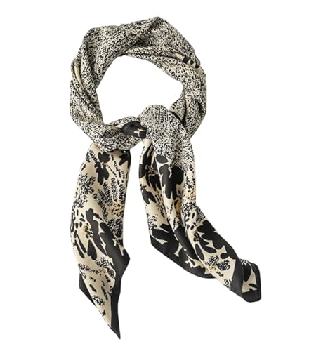 stylesilove Women Floral Print Silk Like Scarf Square Neckerchief Soft Bandana Small Shawl Neck Wraps for All Season