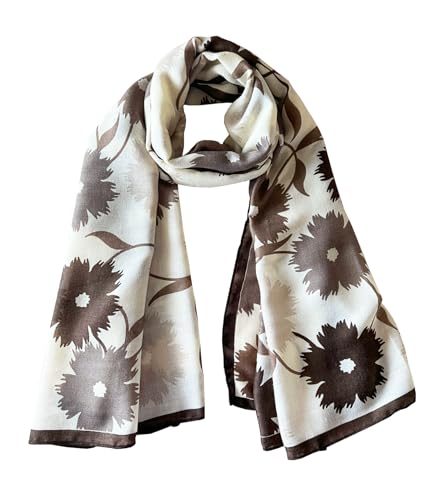 stylesilove Women Two-Tone Daisy Print Lightweight Scarf Lovely Flower Soft Shawl Scarves Neck Wraps for All Season, 5 Colors