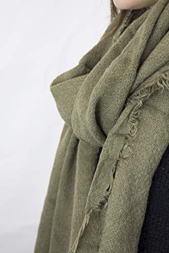 stylesilove Women Solid Color Frayed Edges Cashmere Blend Blanket Scarf Autumn Winter Soft Woven Wrap Shawl