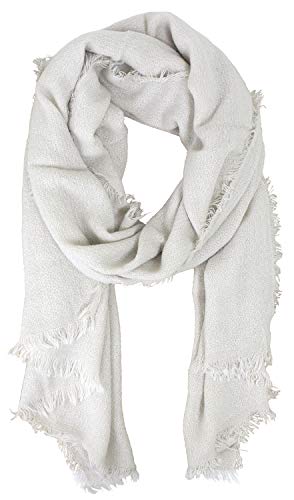 stylesilove Women Solid Color Frayed Edges Cashmere Blend Blanket Scarf Autumn Winter Soft Woven Wrap Shawl
