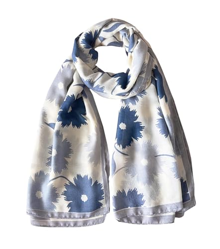 stylesilove Women Two-Tone Daisy Print Lightweight Scarf Lovely Flower Soft Shawl Scarves Neck Wraps for All Season, 5 Colors