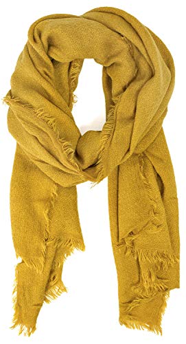 stylesilove Women Solid Color Frayed Edges Cashmere Blend Blanket Scarf Autumn Winter Soft Woven Wrap Shawl