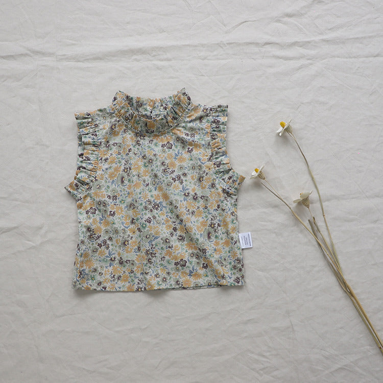 Girls' Summer Baby Floral Vest T-shirt