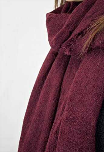stylesilove Women Solid Color Frayed Edges Cashmere Blend Blanket Scarf Autumn Winter Soft Woven Wrap Shawl