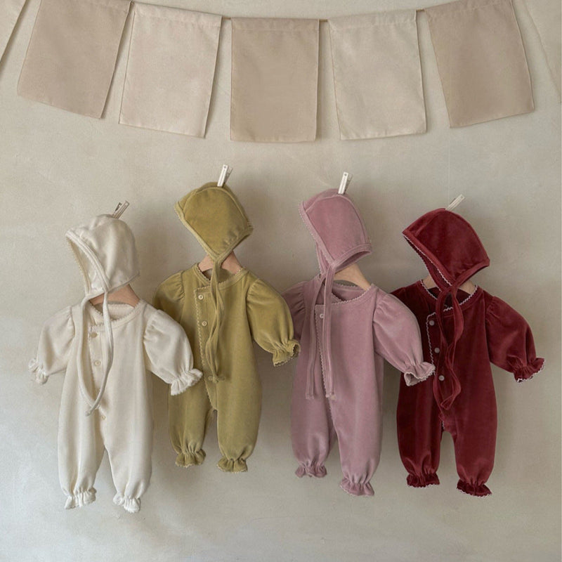 Long-style One-piece Romper With A Single Row Of Snaps For Babies
