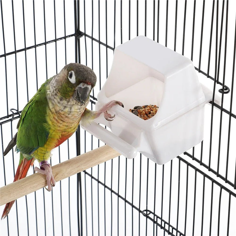 41''H Open Top Metal Birdcage with Slide-Out Tray and Feeders, Black