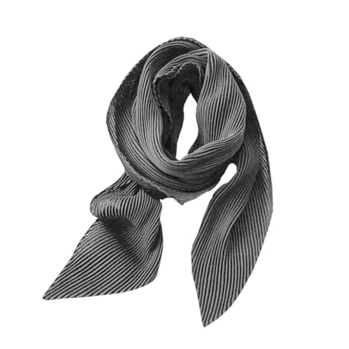 stylesilove Women Crinkle Pleated Square Scarf Solid Color Neckerchief Soft Bandana Small Shawl Neck Wraps for All Season