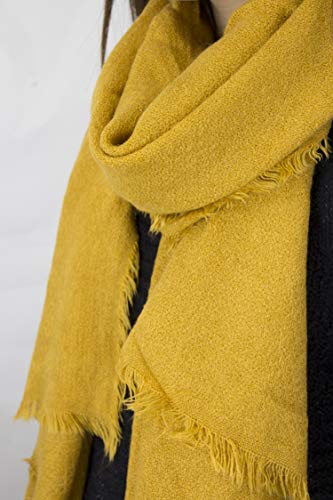 stylesilove Women Solid Color Frayed Edges Cashmere Blend Blanket Scarf Autumn Winter Soft Woven Wrap Shawl