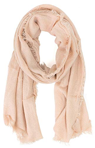 stylesilove Women Solid Color Frayed Edges Cashmere Blend Blanket Scarf Autumn Winter Soft Woven Wrap Shawl