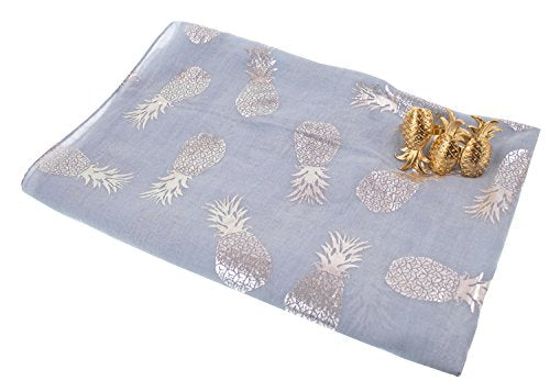 stylesilove Women Spring Summer Metallic Foil Print Lightweight Cotton Scarf Wrap Beach Shawl