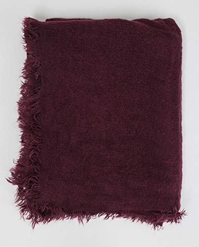 stylesilove Women Solid Color Frayed Edges Cashmere Blend Blanket Scarf Autumn Winter Soft Woven Wrap Shawl