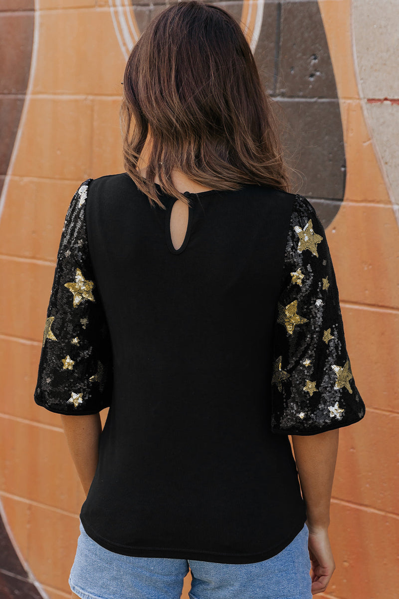 Lara Splicing Half Sleeve Top