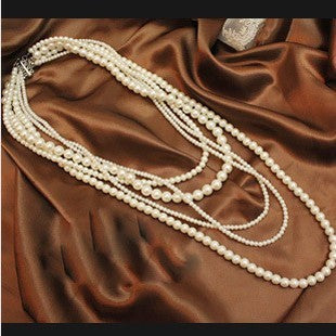Multi-layer Pearl Women's Necklace Long Sweater Chain Accessories