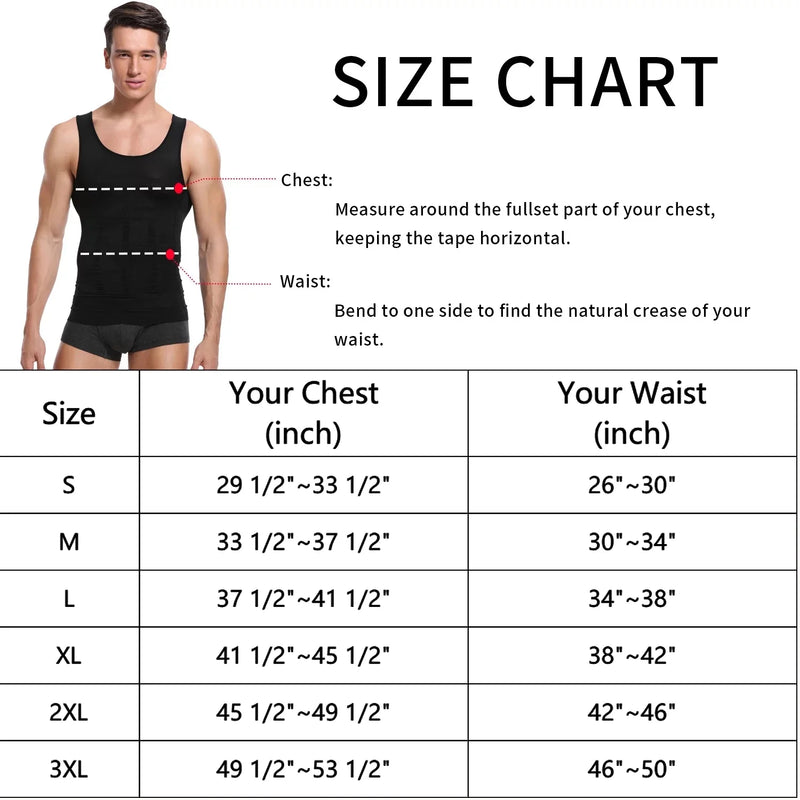 Mens Gynecomastia Compression Shirts Slimming Undershirt Body Shaper Tank Top Vest Abs Waist Trainer