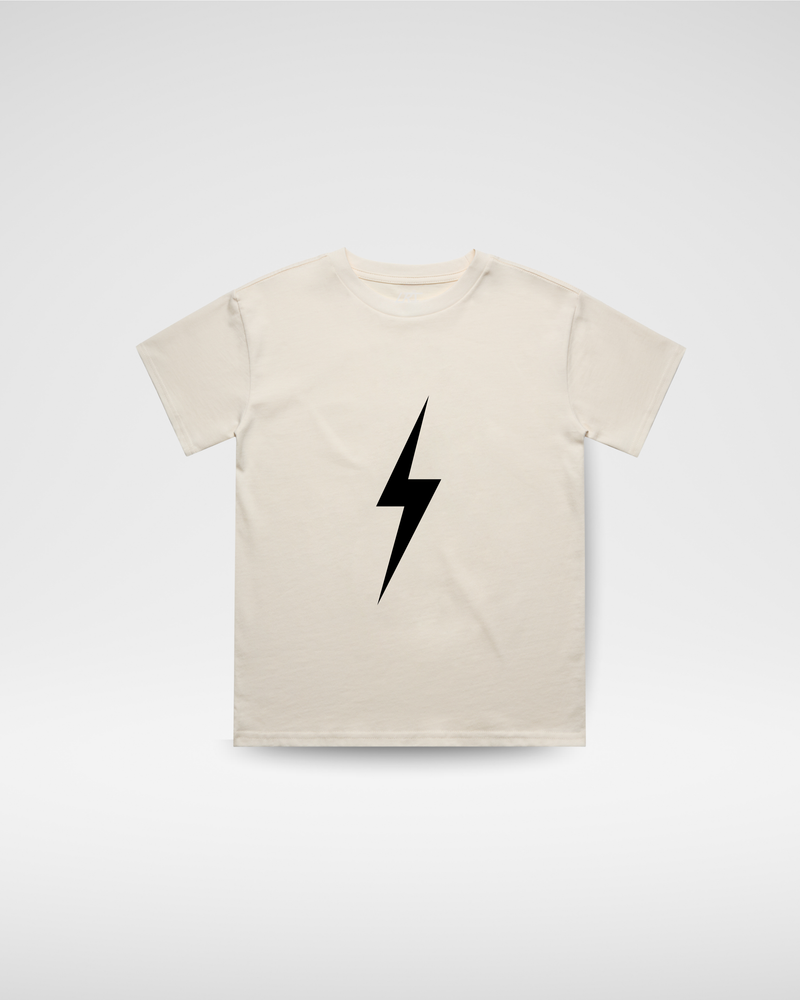 DARK NAVY BOLT TEE - CREAM