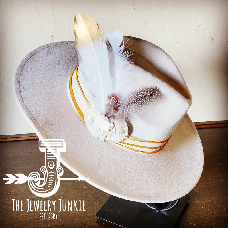 Boho Western Hat w/ Choice of Feather Hat Band-Bone 981z