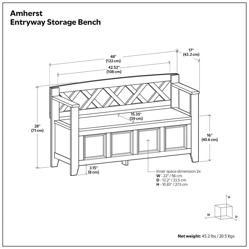 Amherst - Entryway Storage Bench - Hickory Brown