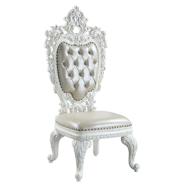 Vanaheim - Side Chair (Set of 2) - Beige Synthetic Leather & Antique White