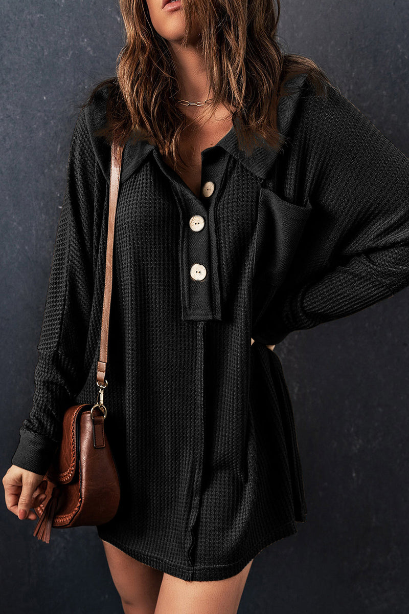 Nina Waffle Knit Long Sleeve Top