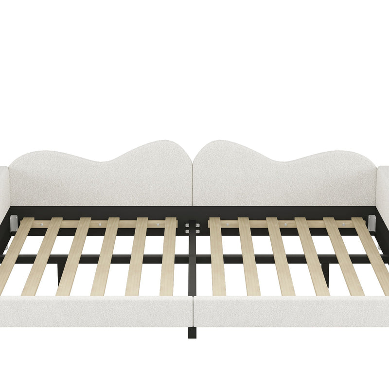 Upholstered Daybed, Sherpa Fabric Sofabed With Cloud-Shaped Backrest