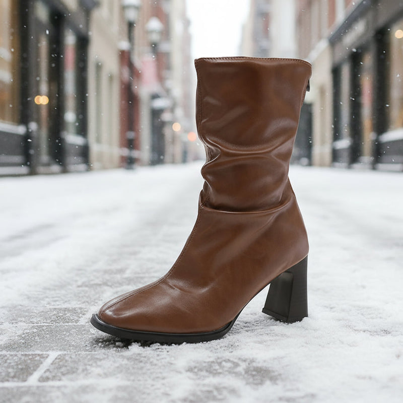 Large Size Women’s High Heel Plus-Width Ankle Boots – Autumn/Winter