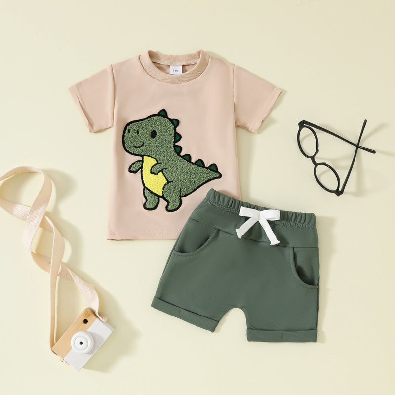 Boys Short-Sleeve Pocketed Shorts Set