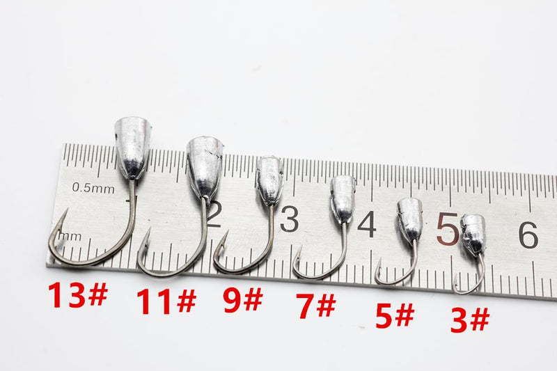 Rompin 10pcs/bag overturned hook lead fishing hooks