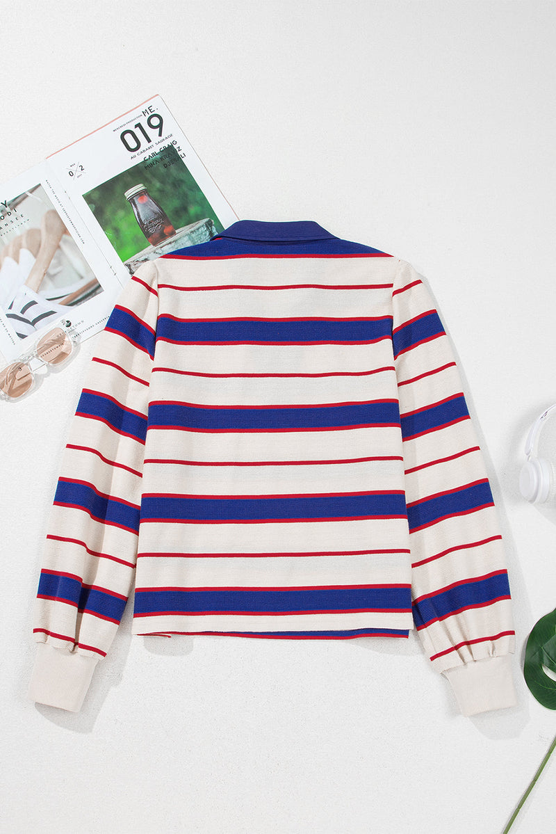 Genesis Stripe Polo Pullover Sweatshirt
