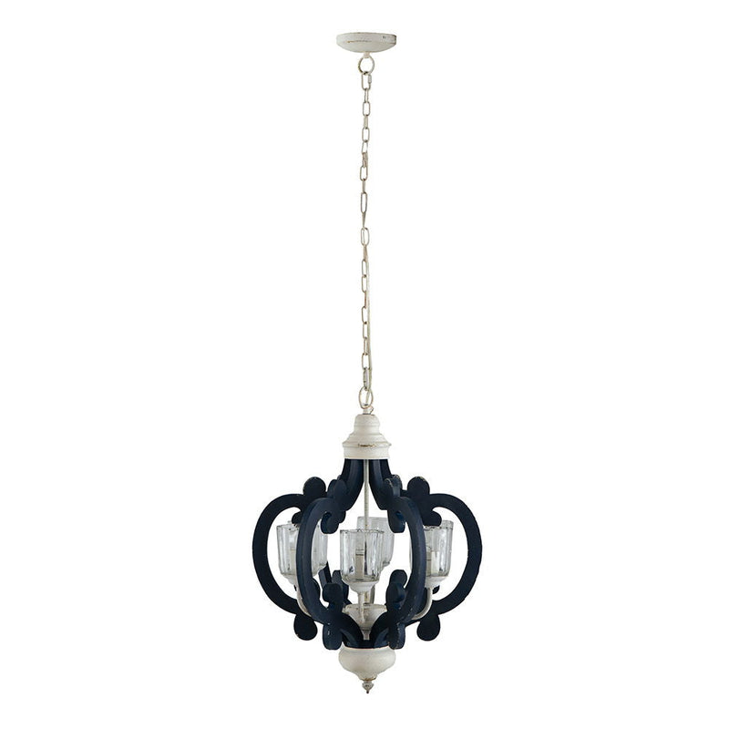Wood Chandelier 6 Light Farmhouse Pendant Lighting Wood Hanging Light Fixture For Kitchen Living Dining Room, Bulb Not Included - Cream