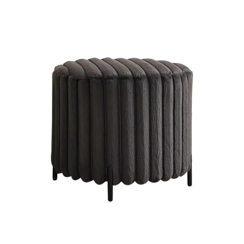 Wide Upholstered Round Pouf Ottoman Foot Rest