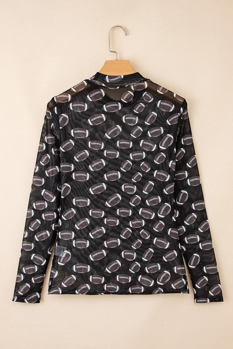 Maci Rugby Mesh Sheer Long Sleeve Top
