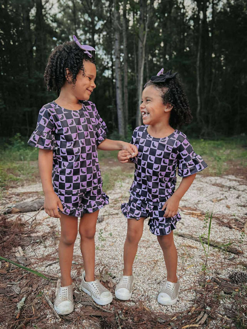 Checkered bats ruffle set