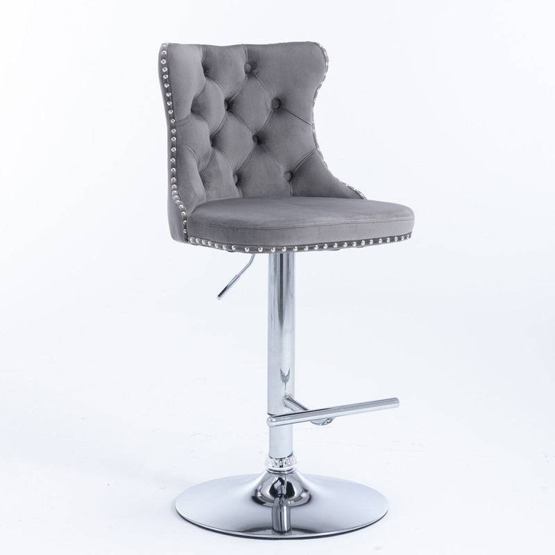 Swivel Barstools Adjusatble Seat Height From 25-33", Modern Upholstered Base Bar Stools With Backs Comfortable Tufted For Home Pub And Kitchen Island (Set of 2)