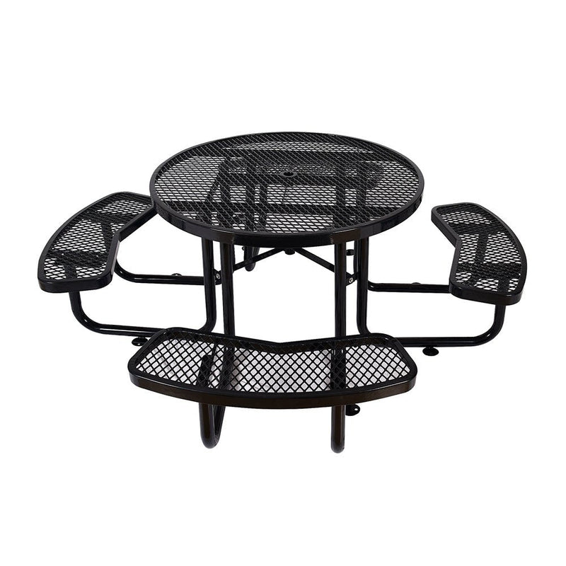 Large 46" Heavy-Duty Round Outdoor Steel Picnic Table With Umbrella Hole (SAK96428)