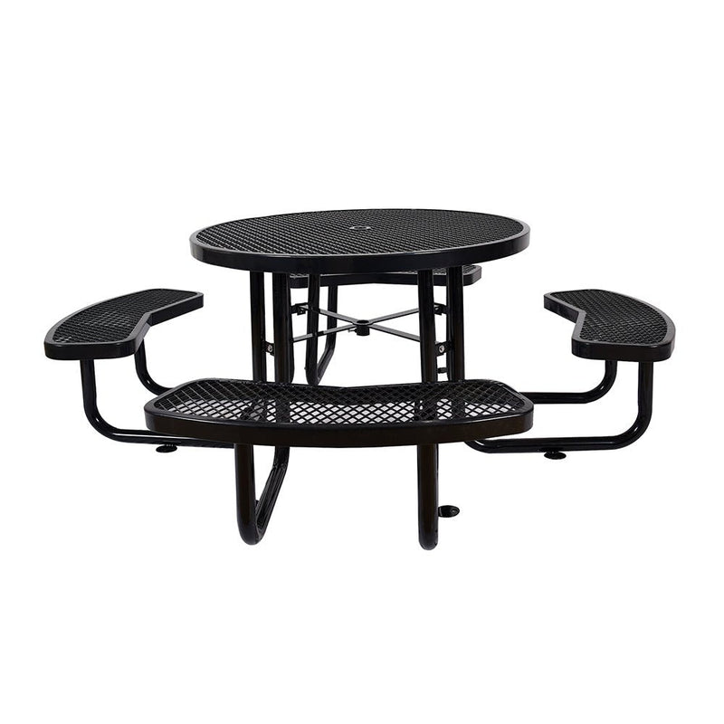 Large 46" Heavy-Duty Round Outdoor Steel Picnic Table With Umbrella Hole (SAK96428)