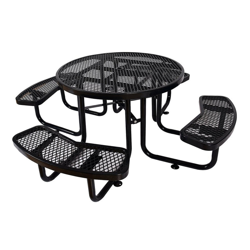 Large 46" Heavy-Duty Round Outdoor Steel Picnic Table With Umbrella Hole (SAK96428)
